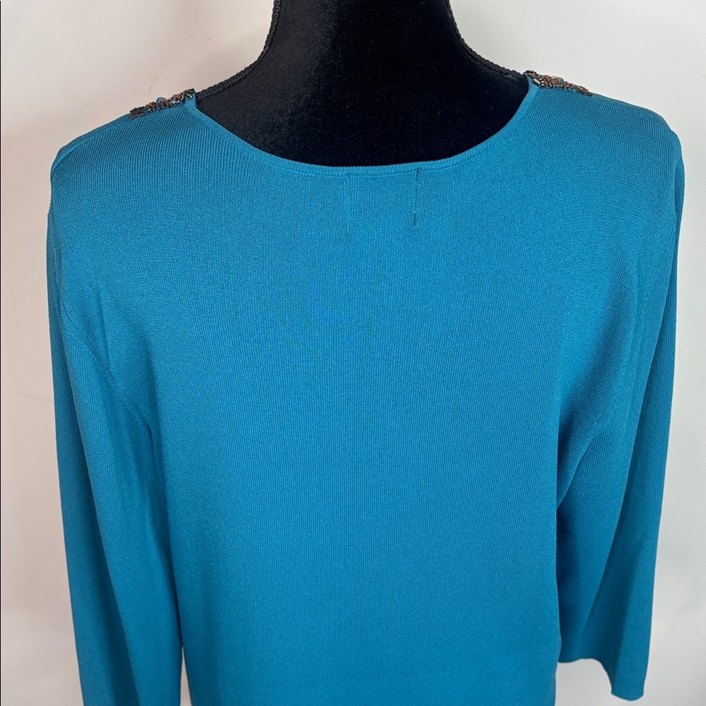 Ruby Rd. - Turquoise Embellished Blouse - Size 1X - Picture 8 of 9